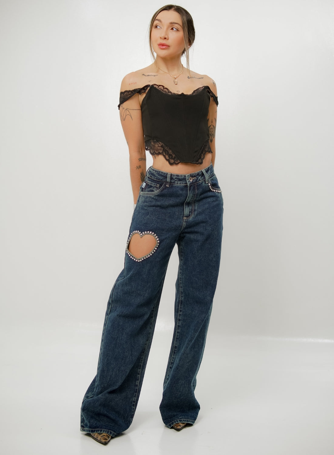 dark blue flare alien jeans