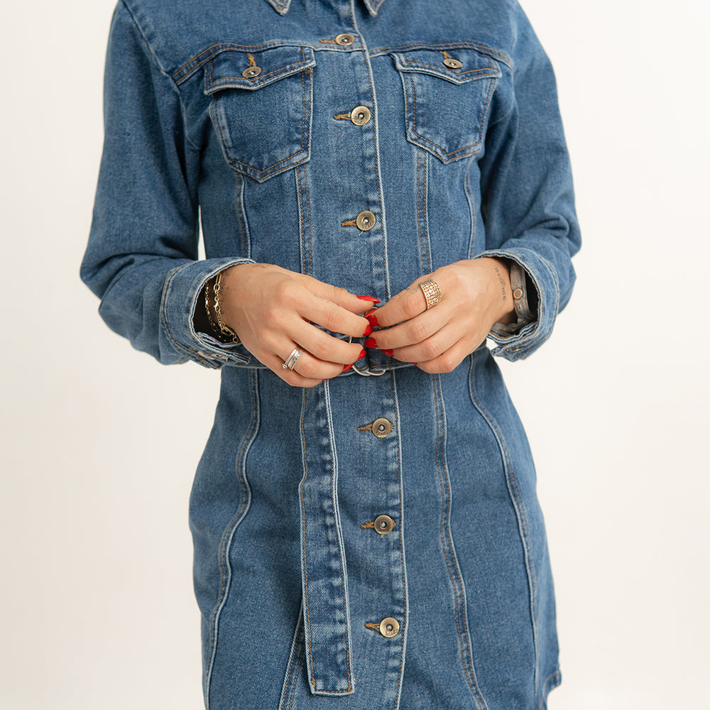 
                      
                        Denim Long Sleeve Dress
                      
                    