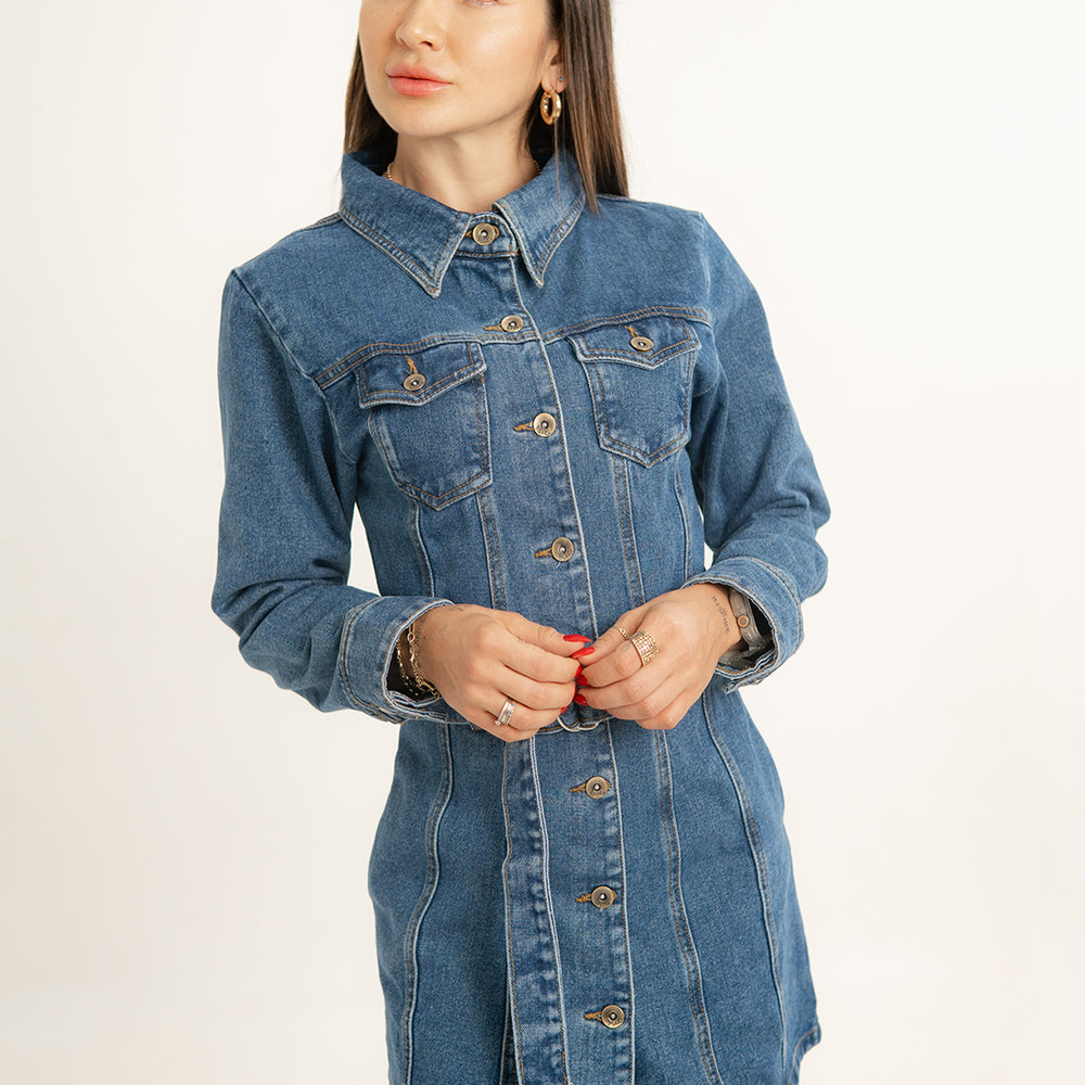 
                      
                        Denim Long Sleeve Dress
                      
                    
