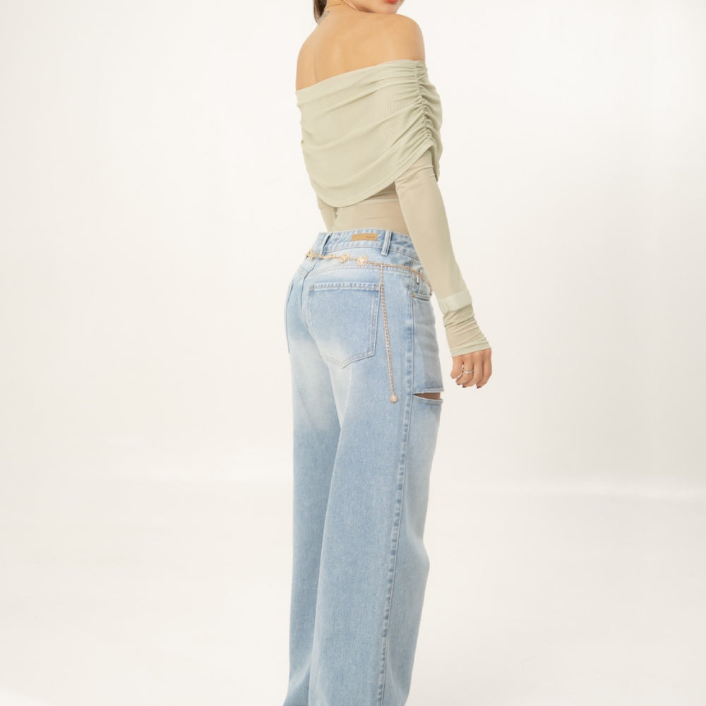  Women's Mid Waist Straight Jeans