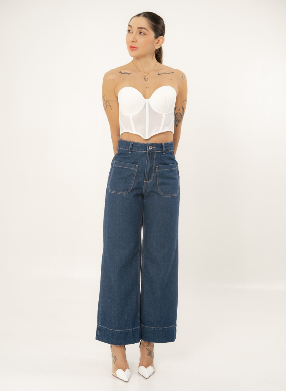 Women's High Rise Straight Cropped Jeans dark blue alien jeans