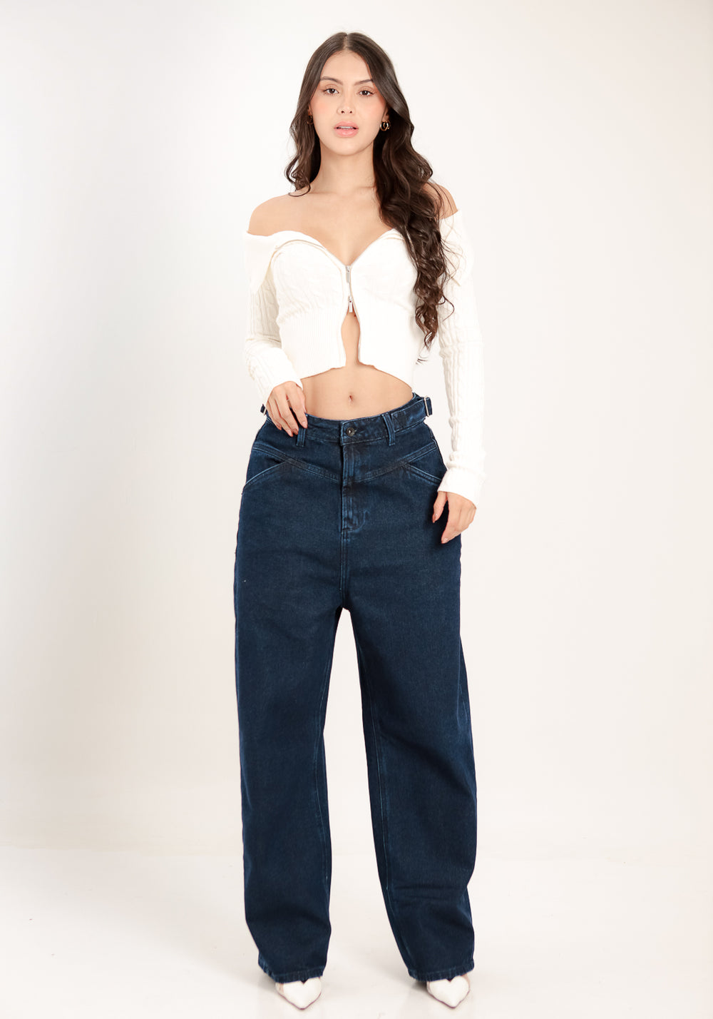 DARK BLUE Women's Low Waist Barrel Alien Jeans Colombia