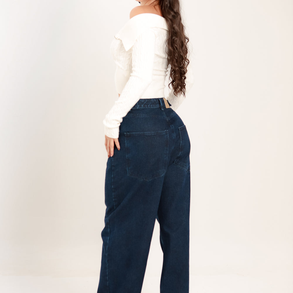 DARK BLUE Women's Low Waist Barrel Alien Jeans Colombia