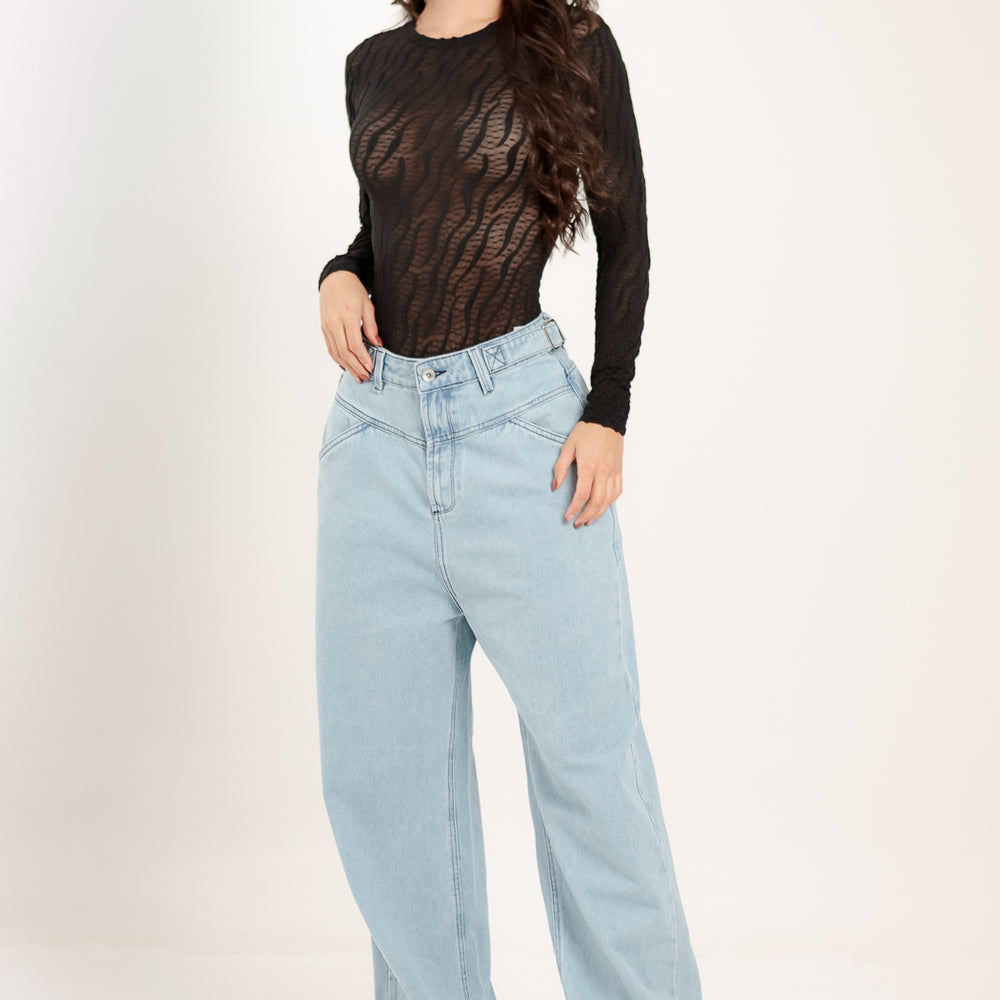light blue Women's Low Waist Barrel Alien Jeans
