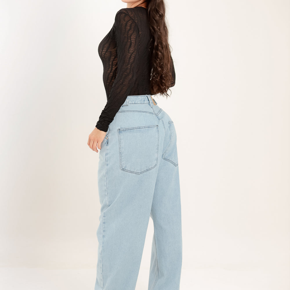 light blue Women's Low Waist Barrel Alien Jeans