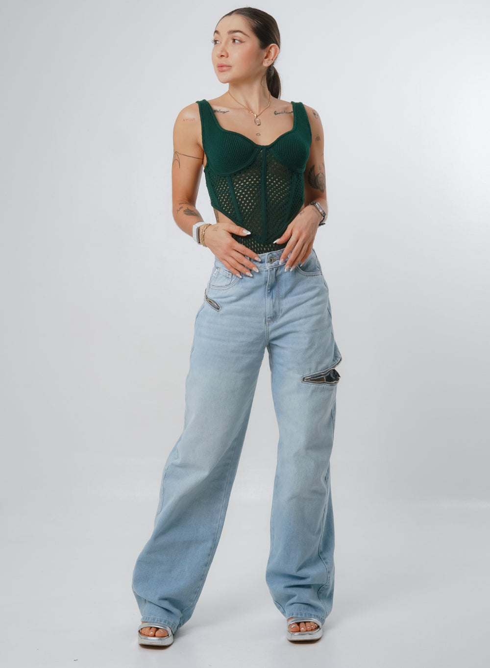 Women's Mid Waist Baggy Jeans Alien