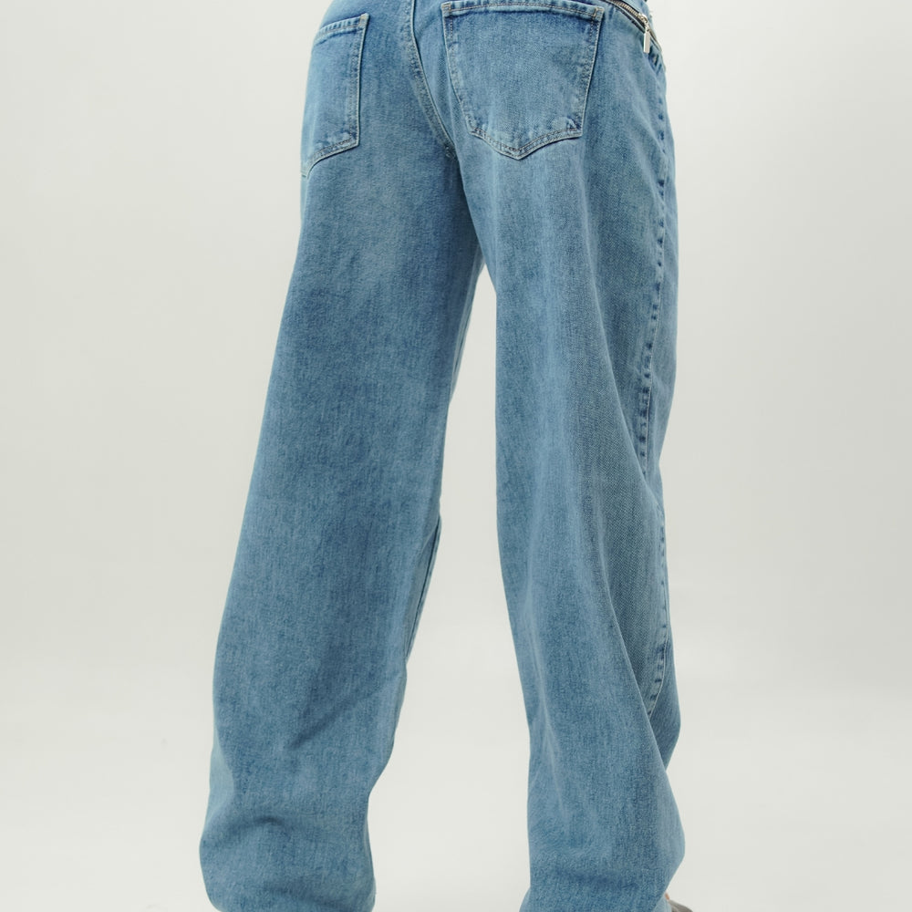 
                      
                         Women's Mid Waist Baggy Jeans
                      
                    