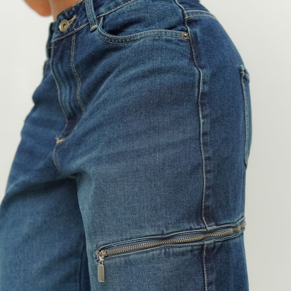 
                      
                        Women's Mid Waist Baggy Dark blue Jeans
                      
                    