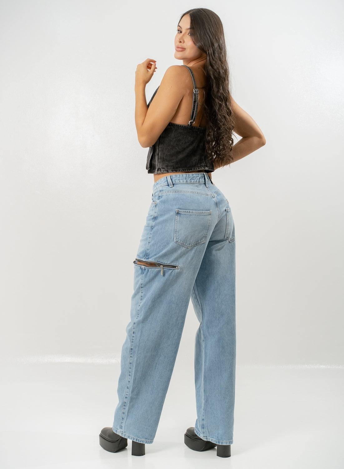 Loki Blue - Women's Mid Waist Baggy Jeans