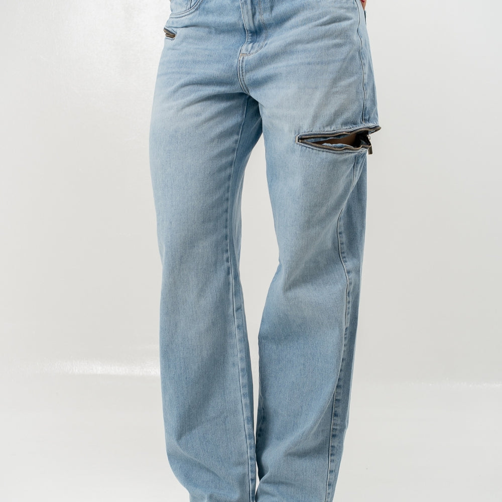 Loki Blue - Women's Mid Waist Baggy Jeans
