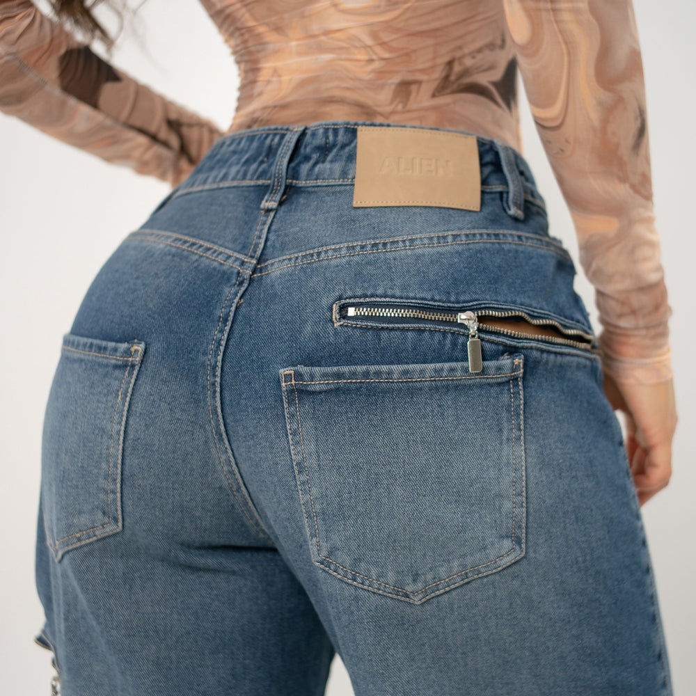 
                      
                        Women's Mid Waist Baggy Alien  Jeans
                      
                    