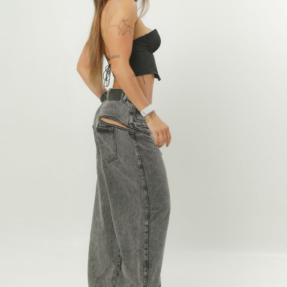 
                      
                        Women's Mid Waist Baggy Gray Alien Jeans
                      
                    