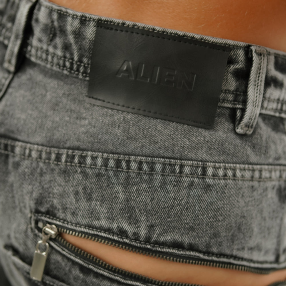 
                      
                        Women's Mid Waist Baggy Gray Alien Jeans
                      
                    