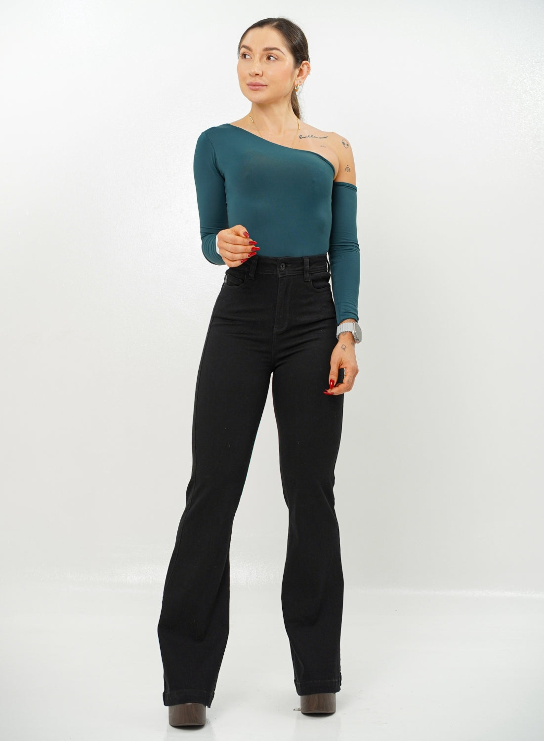 Marsella Black - Women's High Rise Bootcut Jeans