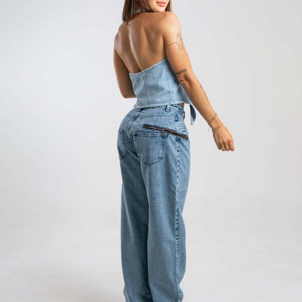 Mid Waist Baggy Jeans