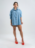 Brisa Animal Print - Women's Oversized Denim Shirt