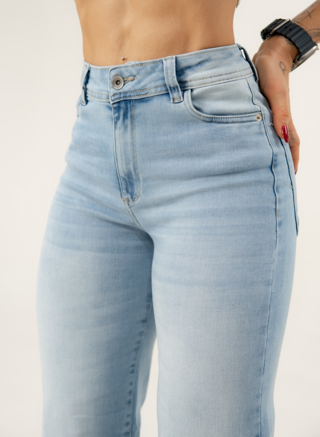 Women's Light Blue Mom Flare Jeans
