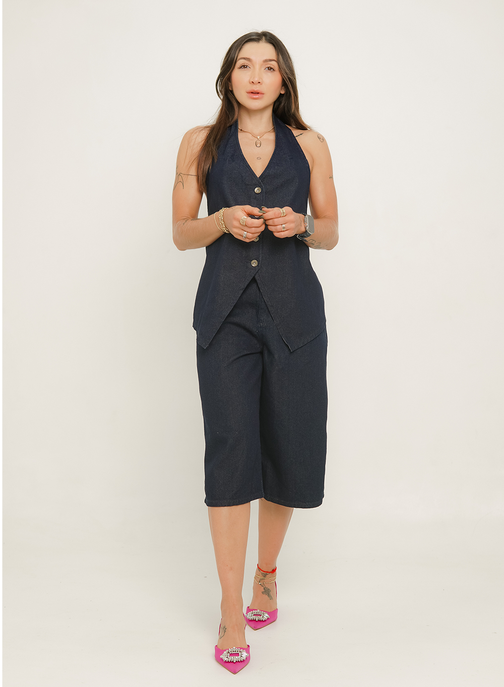 LONG DENIM VEST