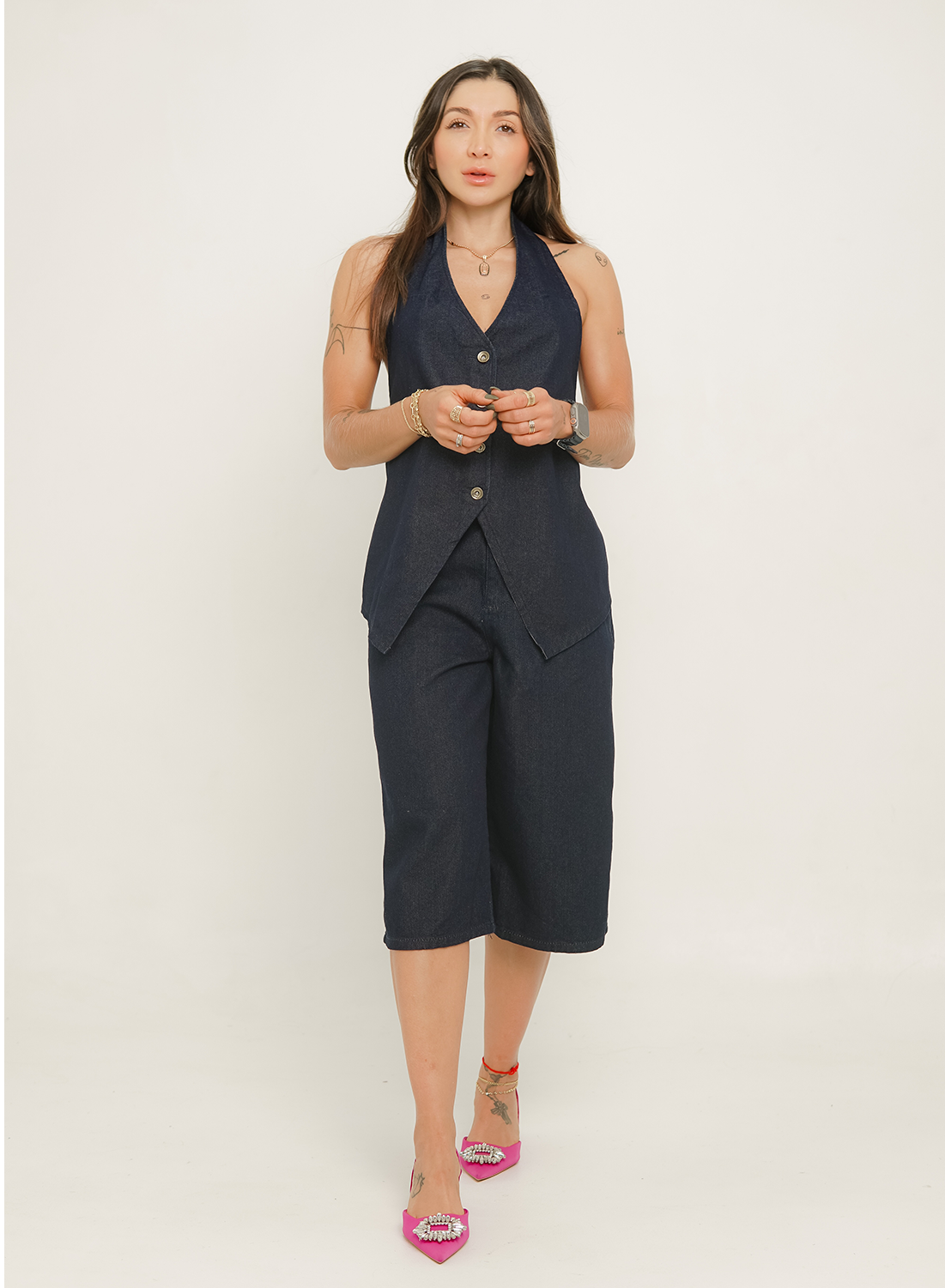 LONG DENIM VEST