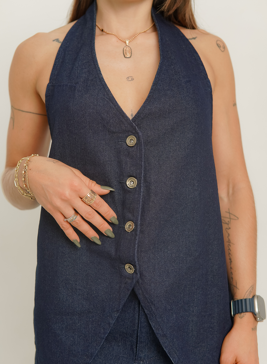 LONG DENIM VEST