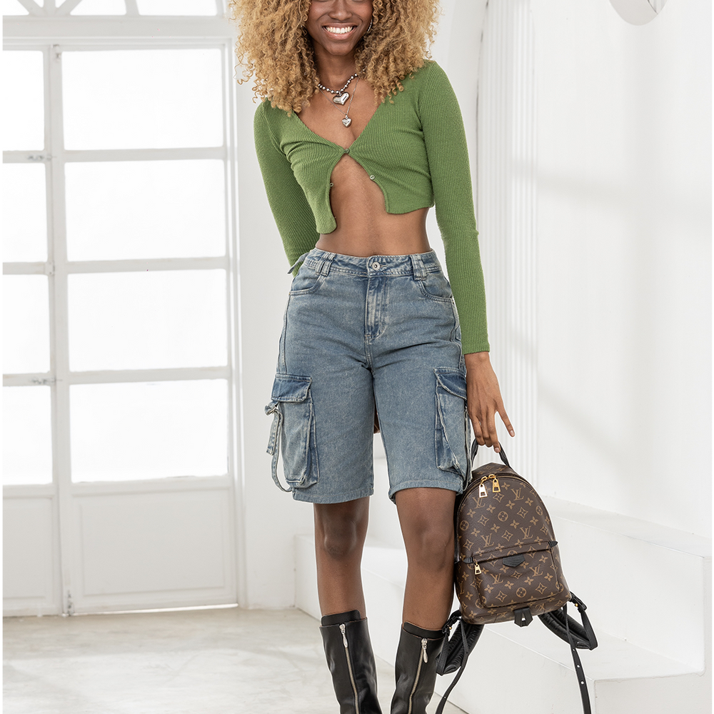
                      
                        WOMENS DENIM CARGO JORTS BERMUDA
                      
                    