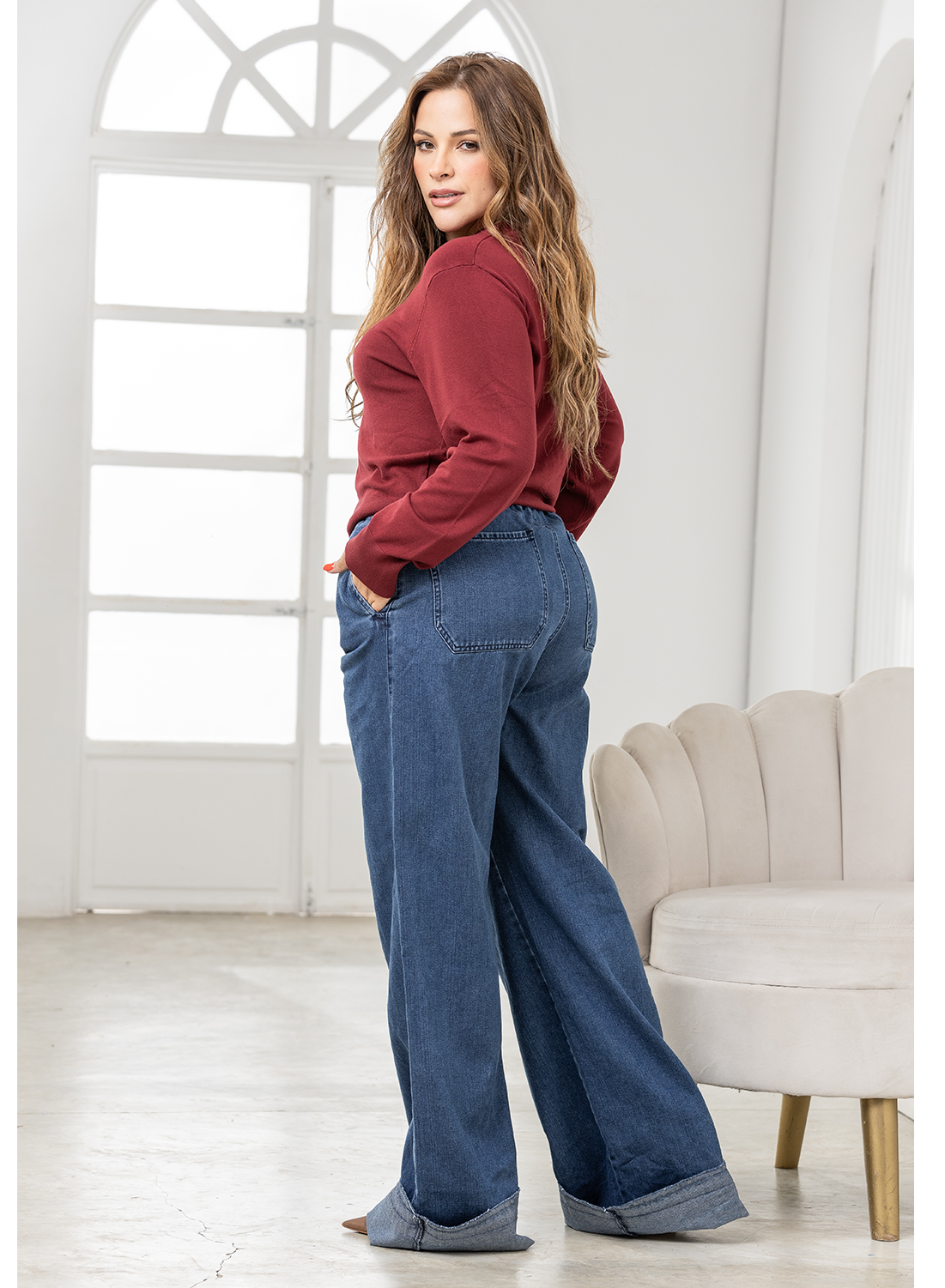 Eroi - Women's Mid Rise Wide Leg Jeans