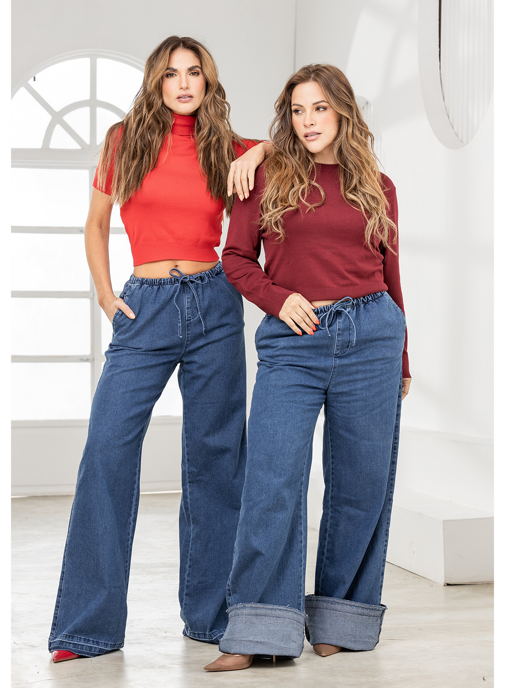 Eroi - Women's Mid Rise Wide Leg Jeans