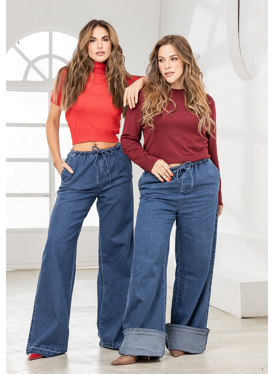 Eroi - Women's Mid Rise Wide Leg Jeans