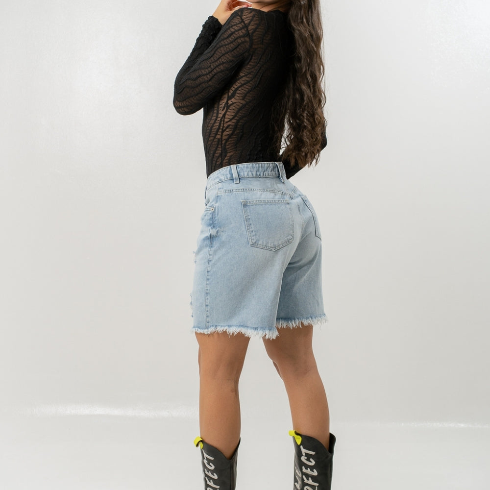  Women's Mid Rise Jorts Distressed and Ripped