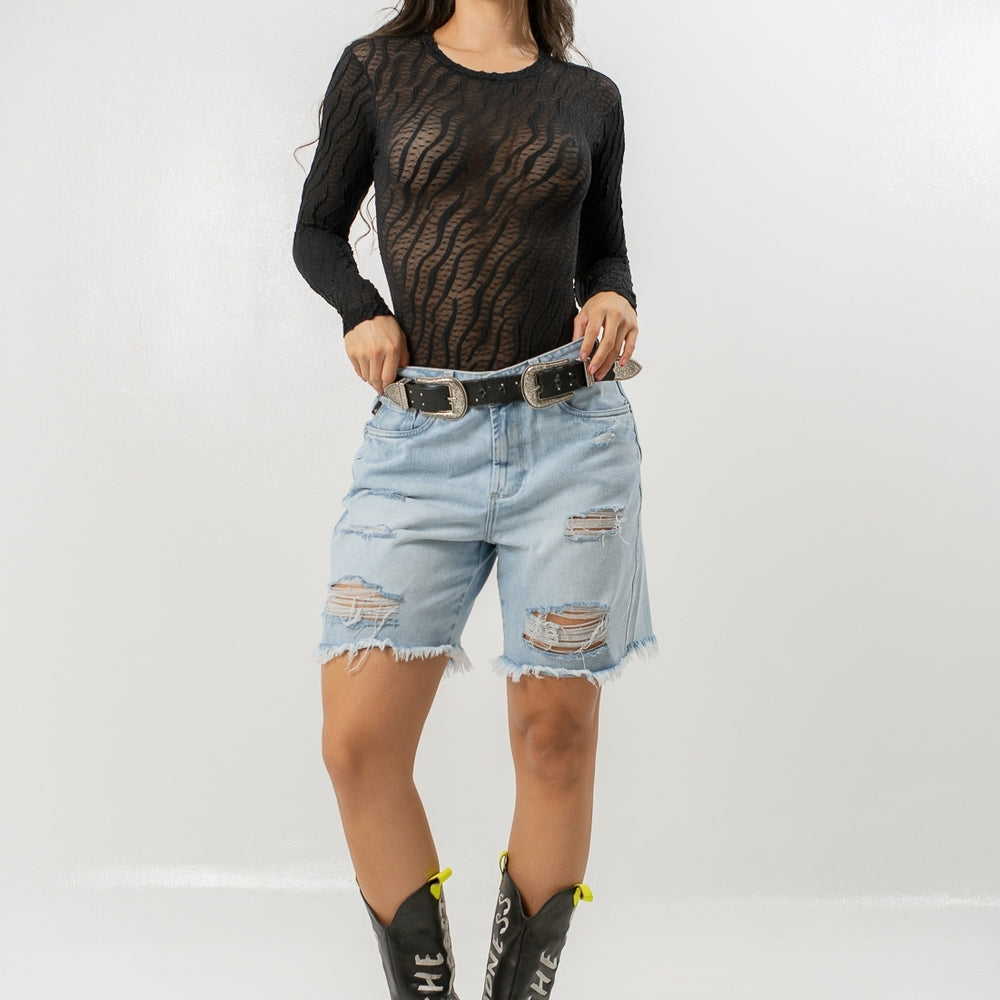  Women's Mid Rise Jorts Distressed and Ripped