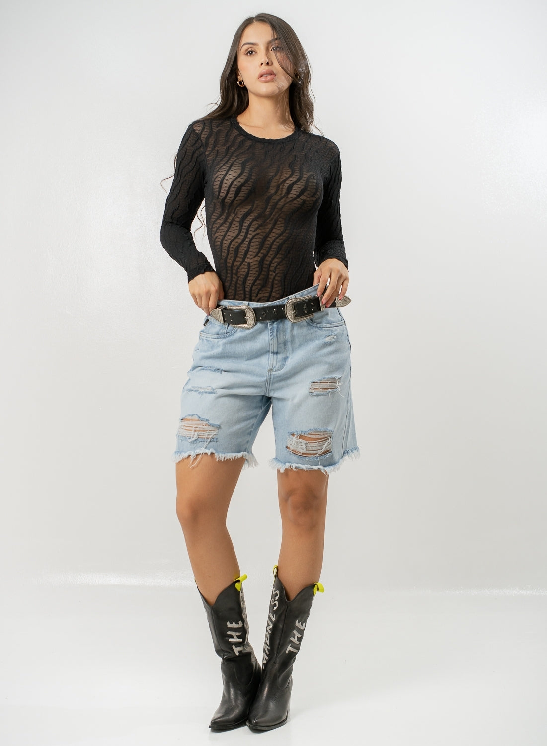  Women's Mid Rise Jorts Distressed and Ripped