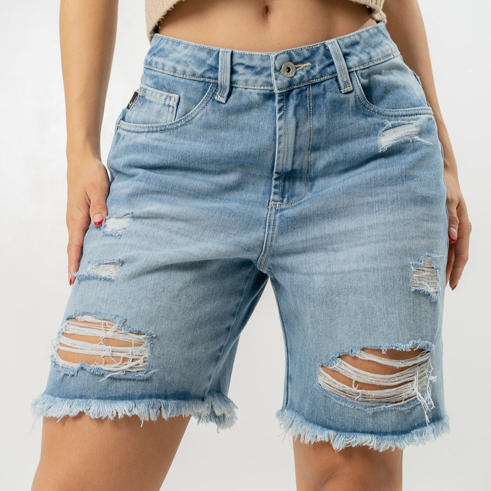 
                      
                        Women's Mid Rise Jorts MID BLUE ALIEN JEANS distreseed and ripped
                      
                    