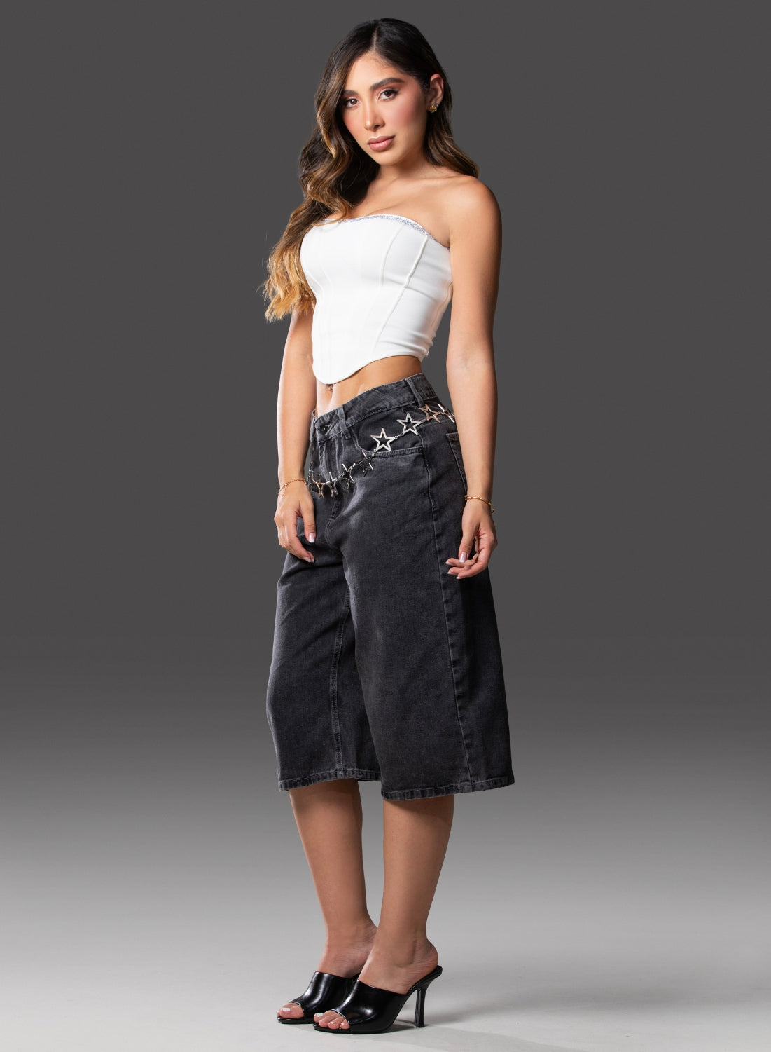 Saba Dark Gray -Women’s Mid Rise Long Jorts
