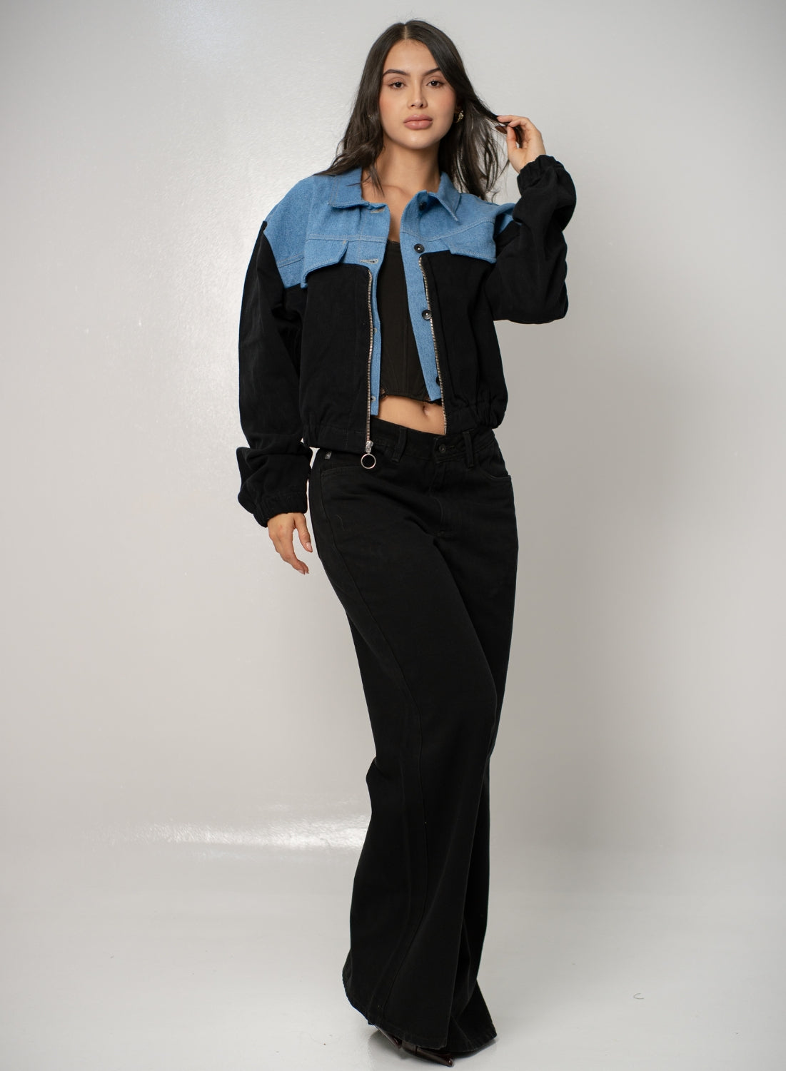  Women's Low Rise Wide Leg  BLACK Jean