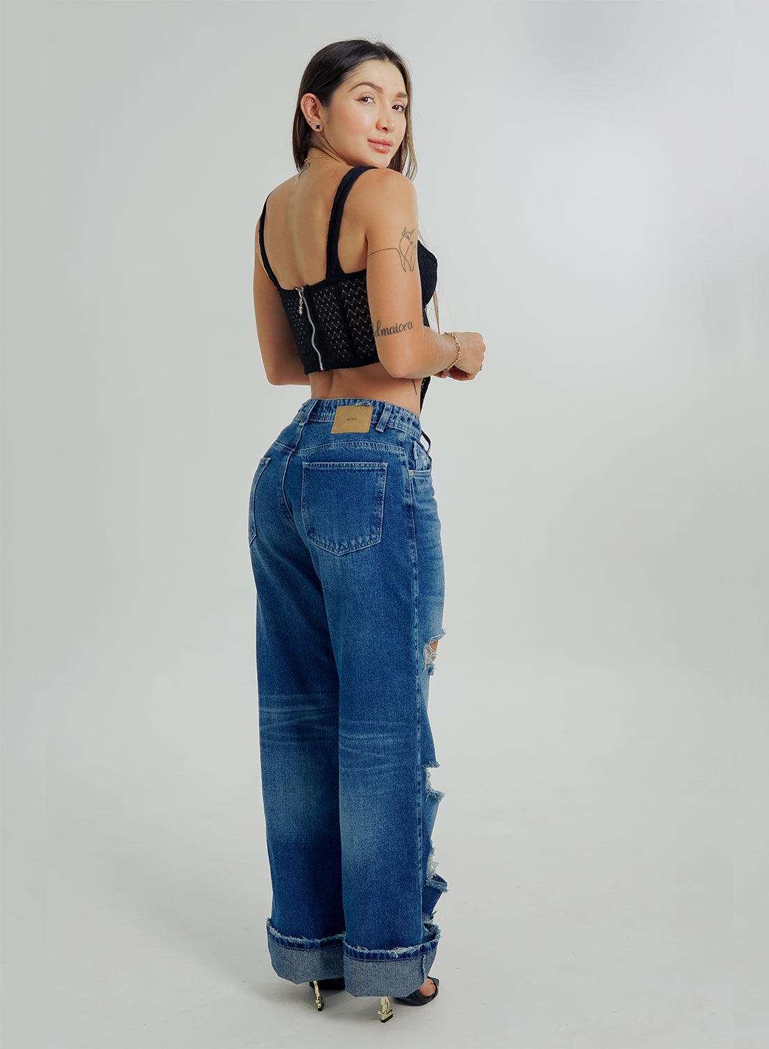 Mid Rise Straight Jeans