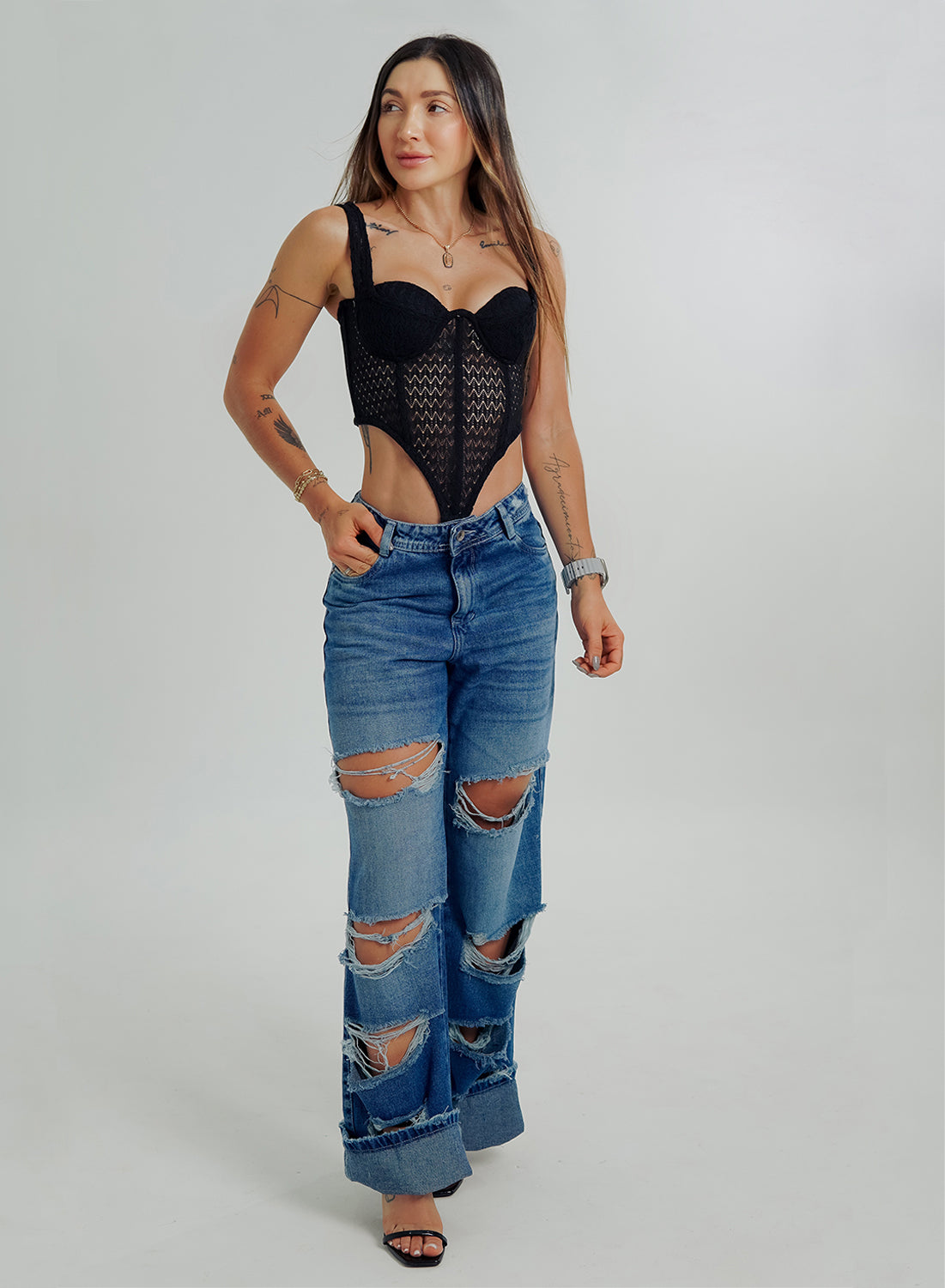 Mid Rise Straight Jeans