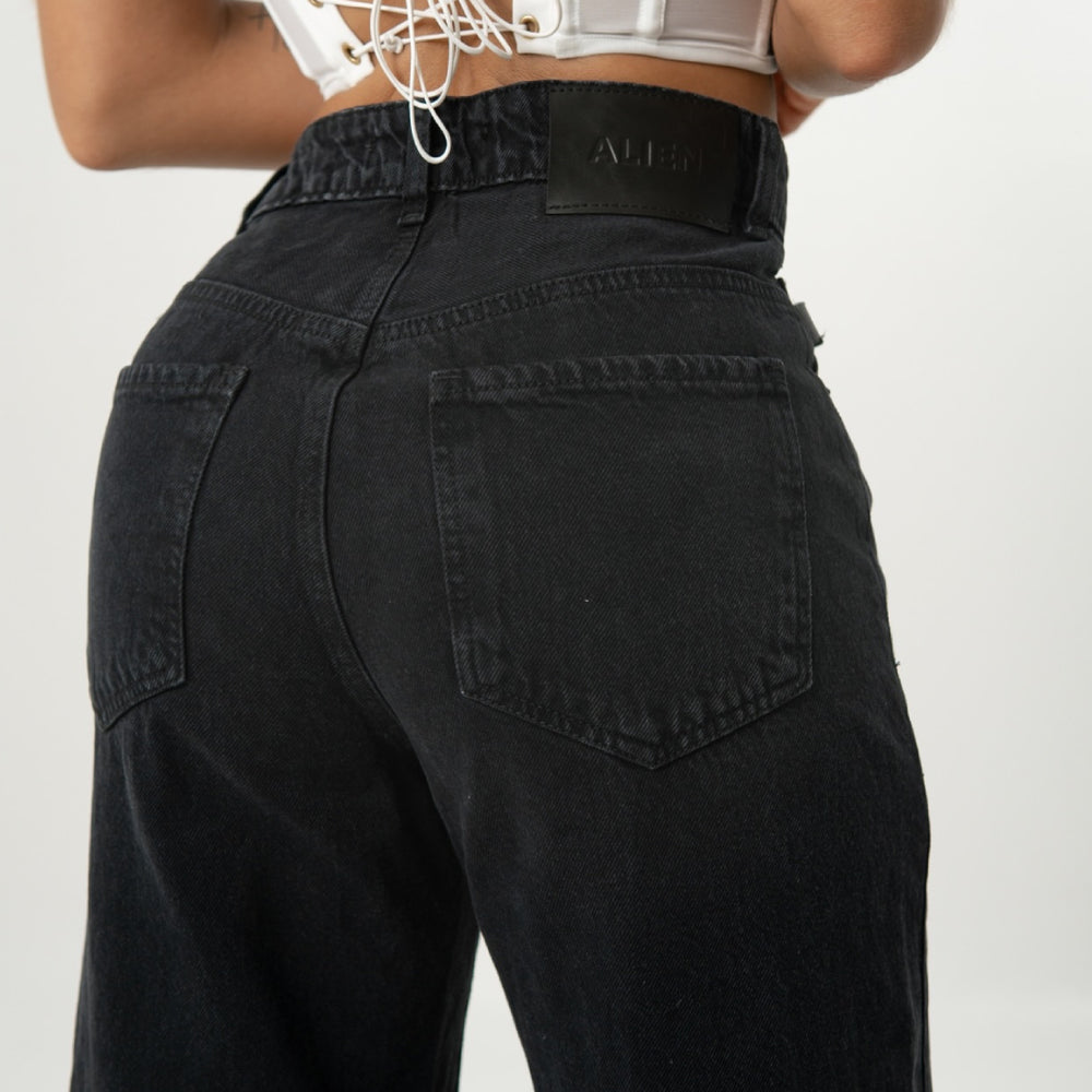 
                      
                        Women's Mid Waist Straight ALIEN Black Jeans
                      
                    