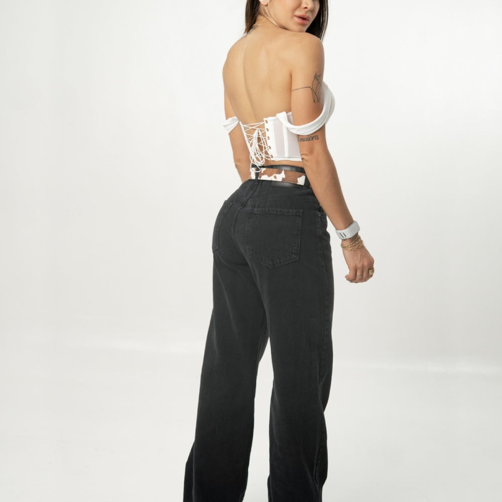 
                      
                        Women's Mid Waist Straight ALIEN Black Jeans
                      
                    