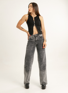 Tan Gray - Women's Mid Waist Straight Jeans