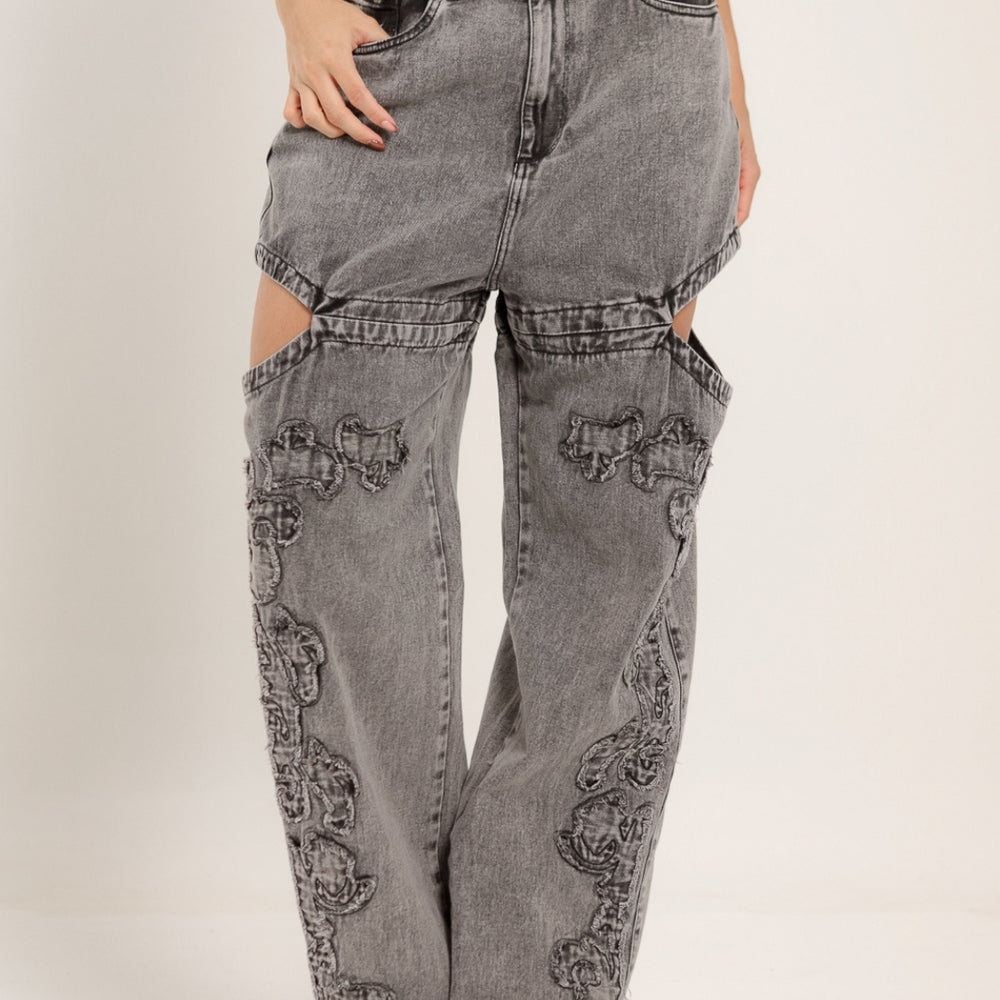 
                      
                         Gray - Women's Low Waist Barrel Jeans
                      
                    