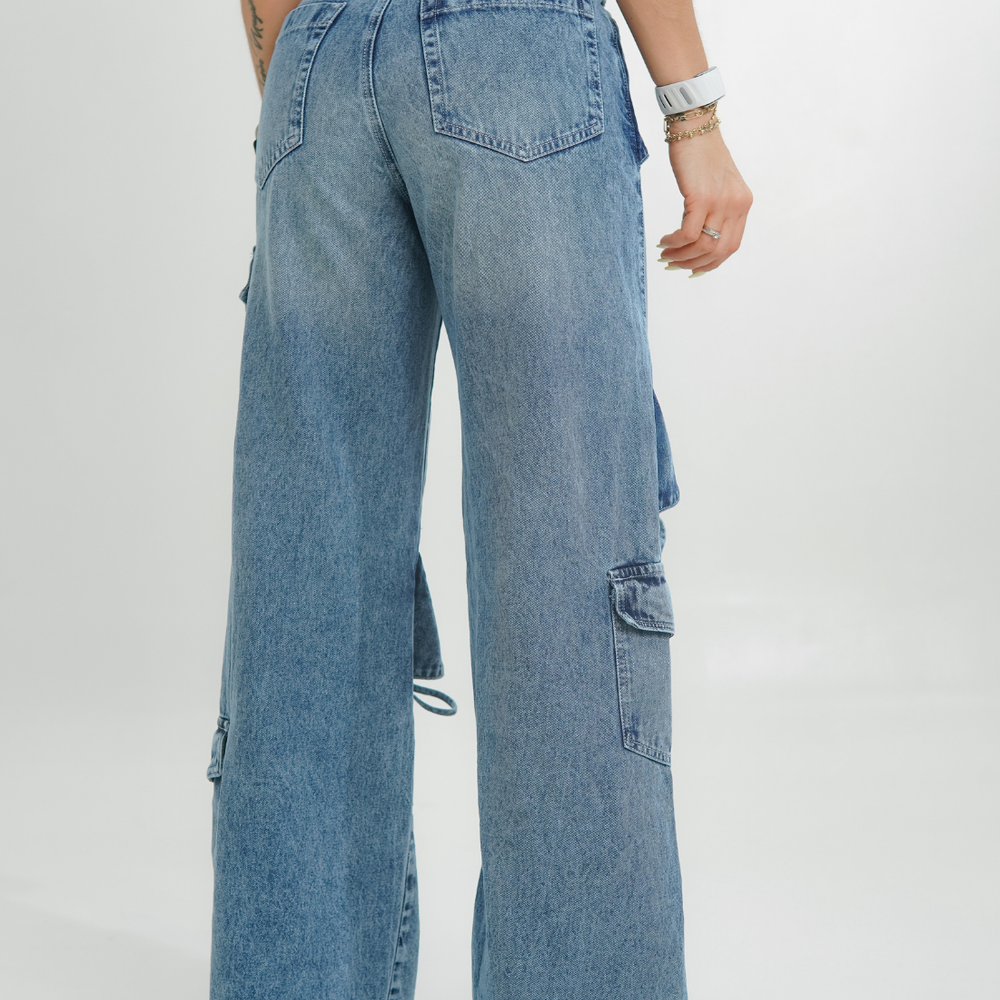 
                      
                        Women's Mid Rise Blue  Cargo Jeans Summer
                      
                    