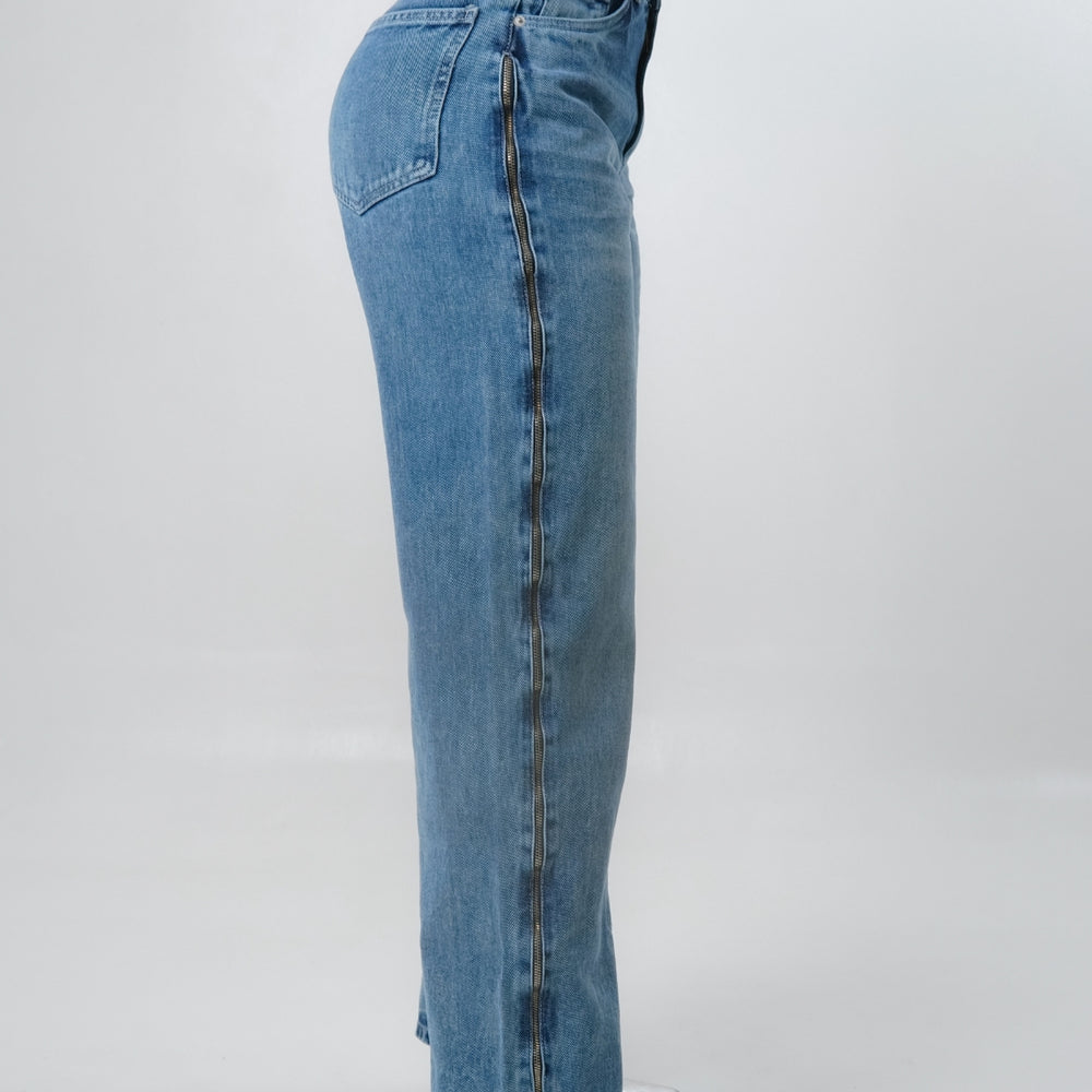 
                      
                        Women's Mid Rise Straight Jeans Zipper sides
                      
                    