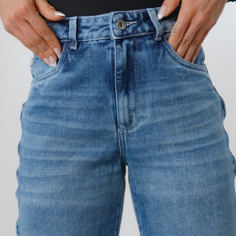 
                      
                        Women's Mid Rise Straight Jeans Zipper sides
                      
                    
