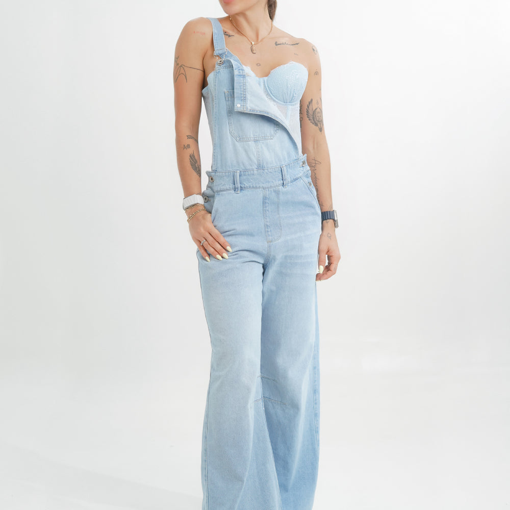 Ariza Light Blue – Women's Sleeveless Denim Jumpsuit
