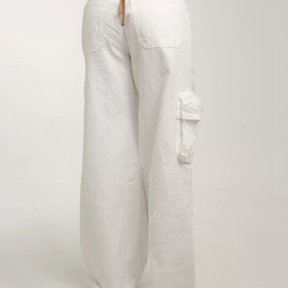 
                      
                        Low Rise White Cargo Jeans
                      
                    