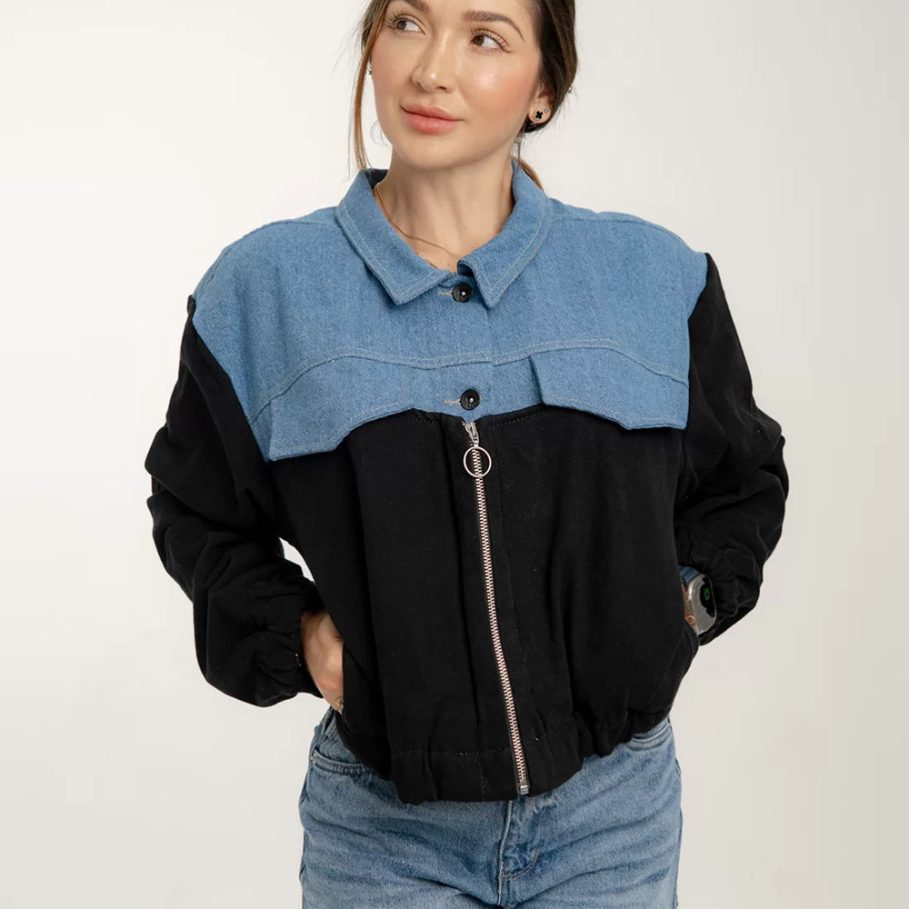 
                      
                        Women's Bomber Denim Jacket
                      
                    