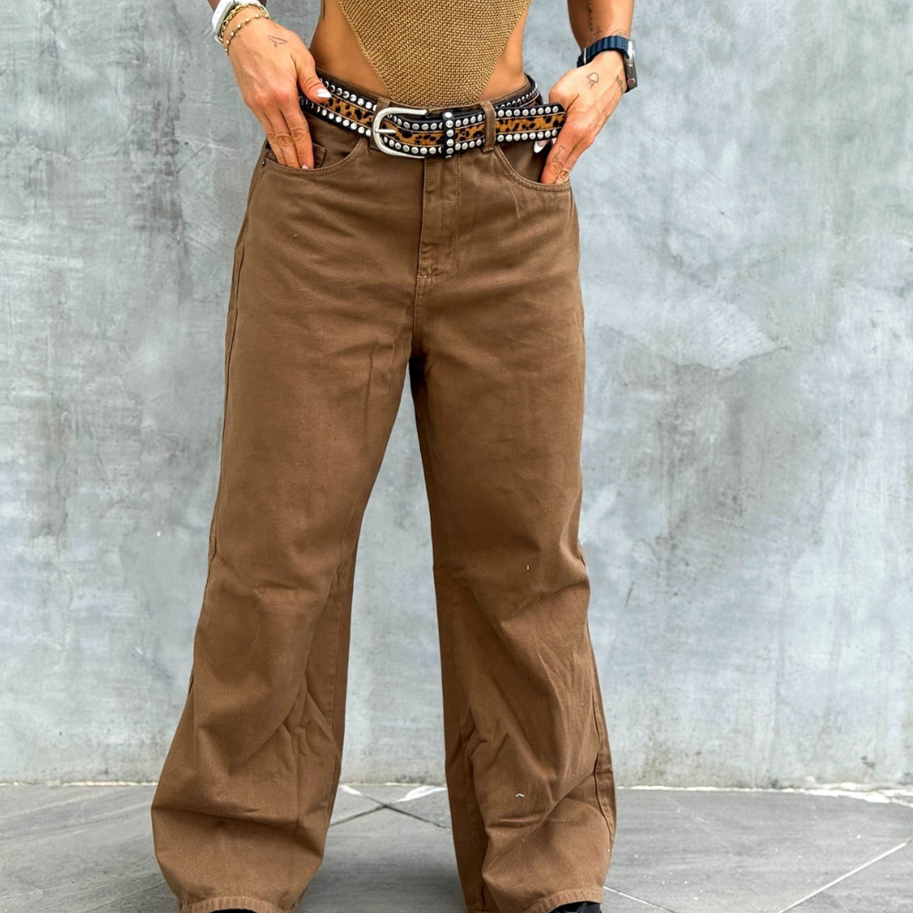 brown wide leg alien jeans