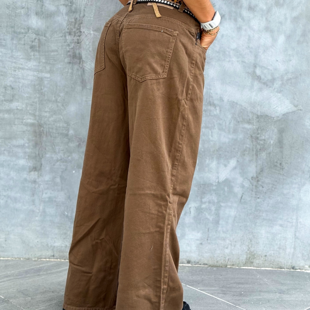 brown wide leg alien jeans
