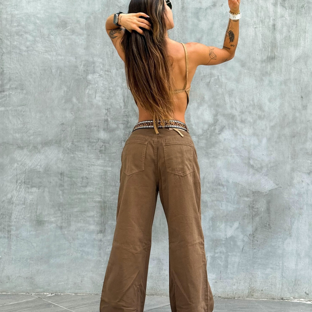 brown wide leg alien jeans