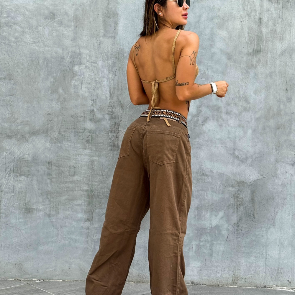 brown wide leg alien jeans